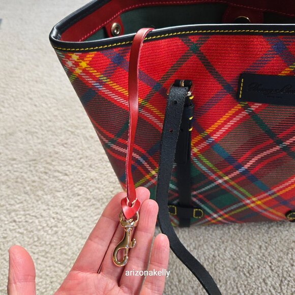 UNUSED Dooney & Bourke Plaid Leather Tote Bag Shopper With Dustbag - Picture 5 of 16